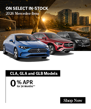 Special offer on 2026 Mercedes-Benz CLA On Select In-Stock 2026 Mercedes-Benz CLA, GLA and GLB Models